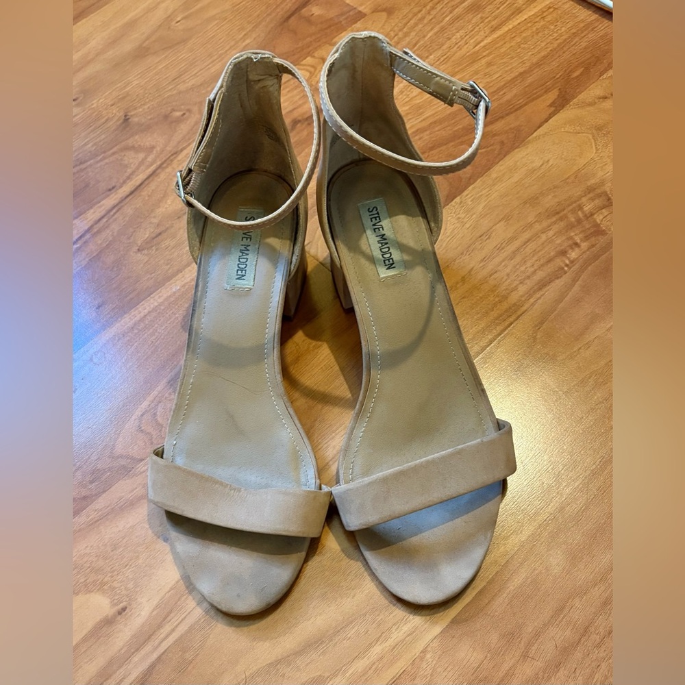 Steve Madden Beige Ankle Strap Heels